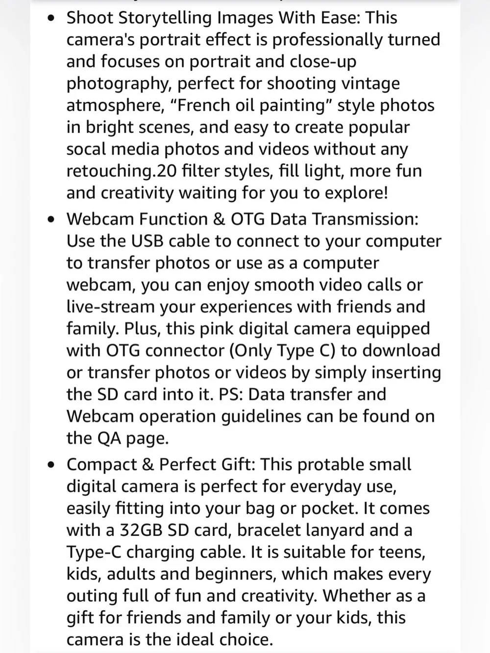 Digital Camera with Front Rear Lens, Autofocus 64MP 4K Camera for Photography